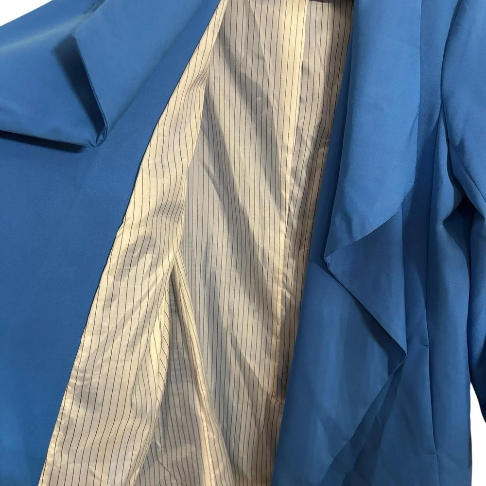 Roz & Ali‎ Open Drape Waterfall jacket Electric Blue Womens 1X Office Chic